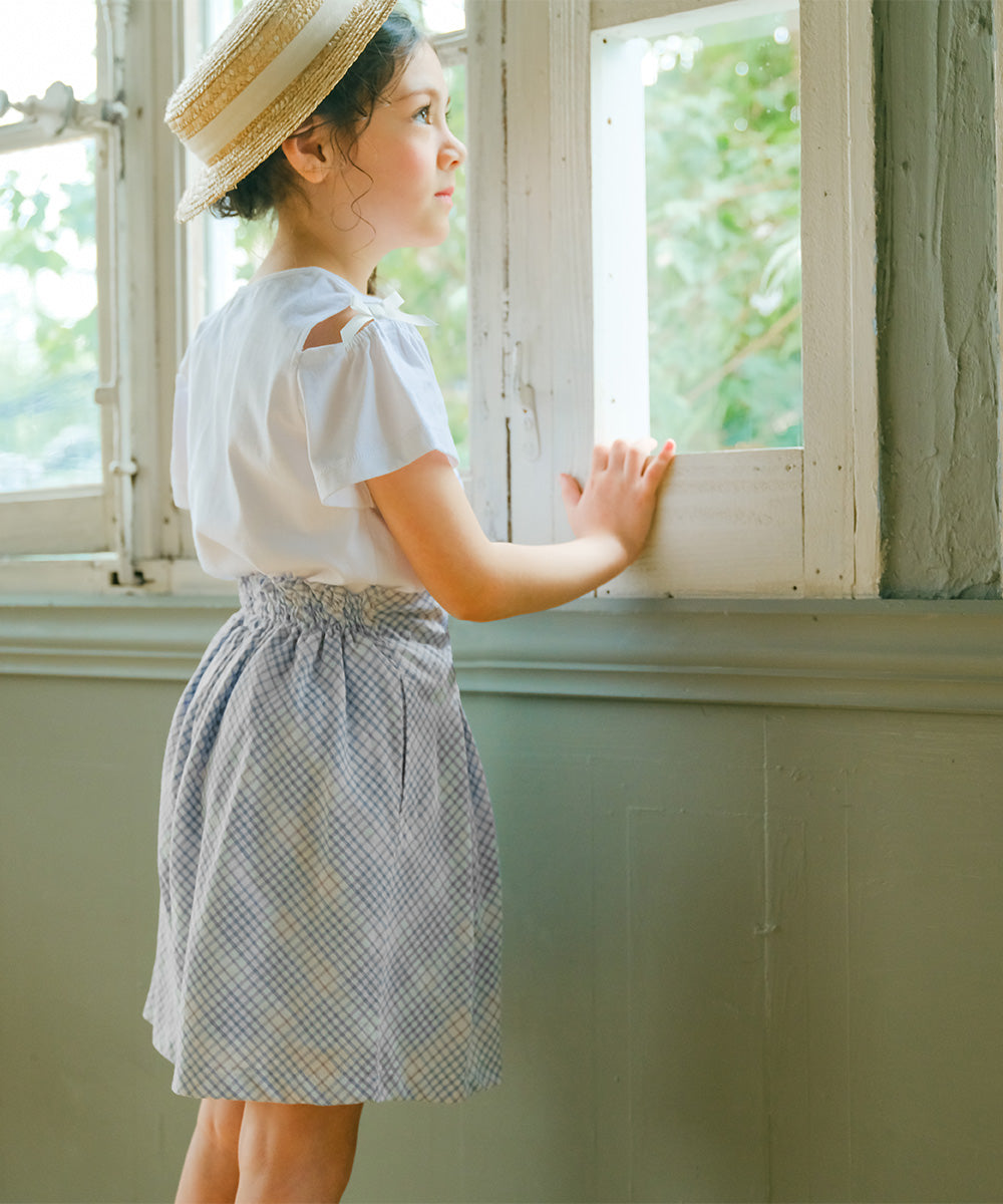 綿100％ チェック柄 キュロット