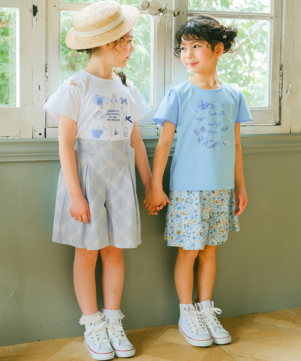 綿100％ チェック柄 キュロット