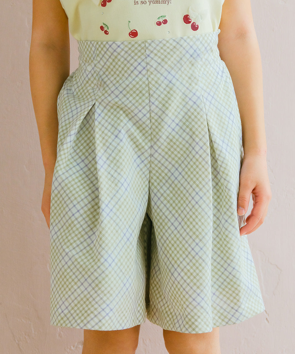 綿100％ チェック柄 キュロット
