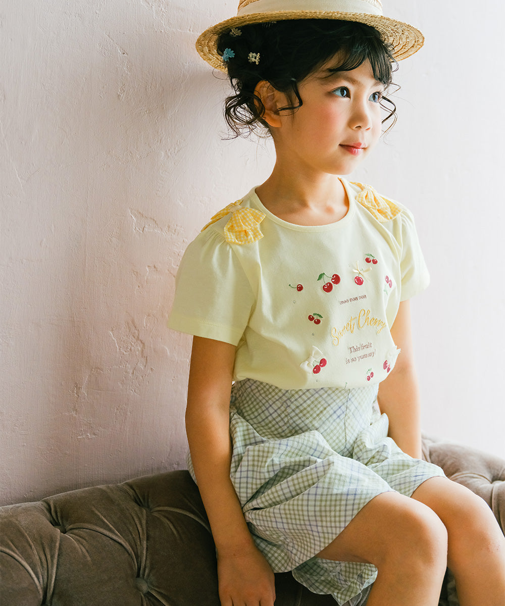 綿100％ チェック柄 キュロット