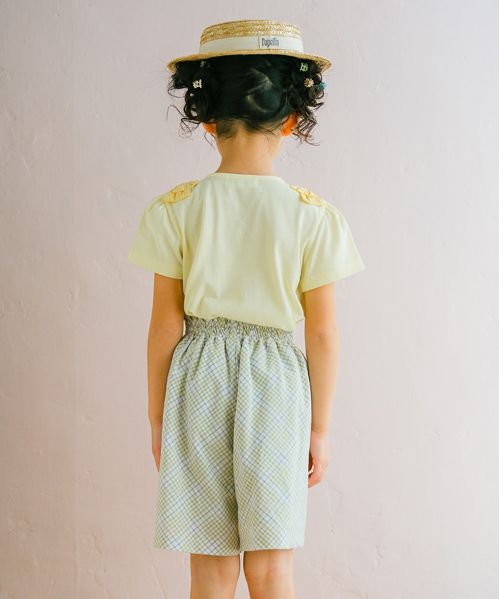 綿100％ チェック柄 キュロット