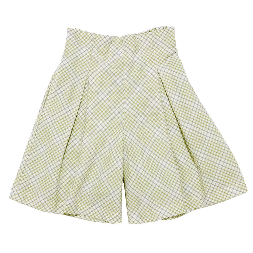 綿100％ チェック柄 キュロット