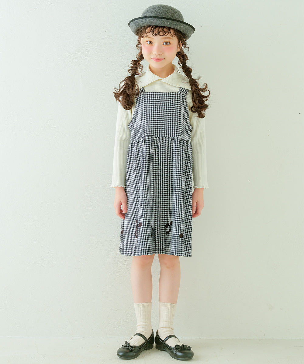 千鳥柄 音符刺繍 ワンピース