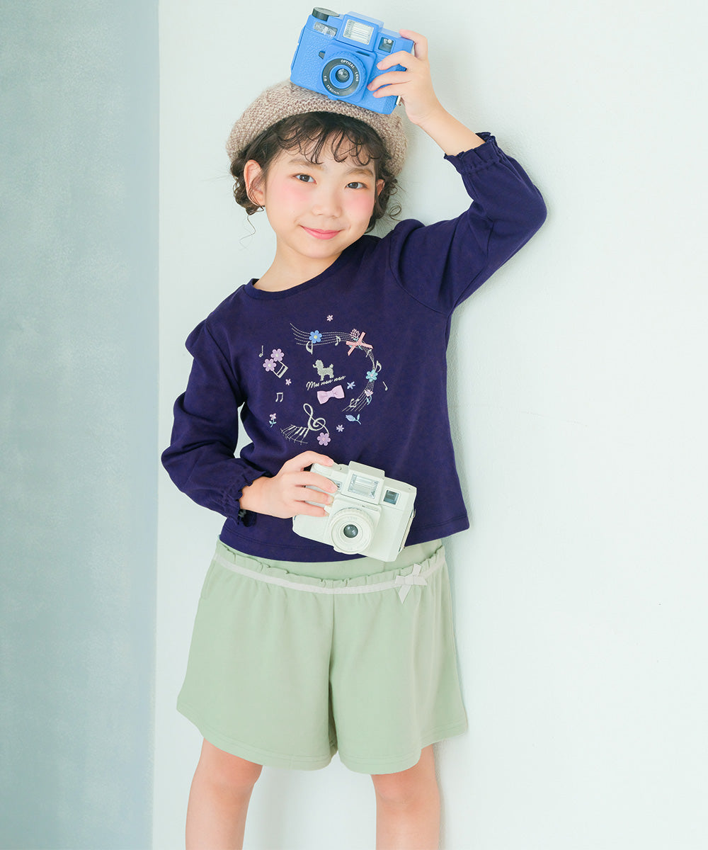 綿100％ 音符 ロゴ プードル刺繍 Tシャツ