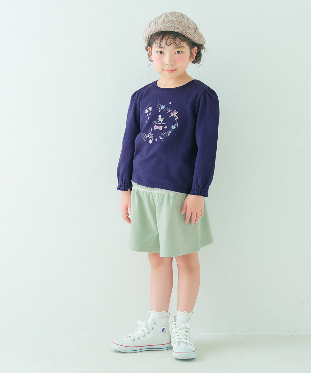 綿100％ 音符 ロゴ プードル刺繍 Tシャツ