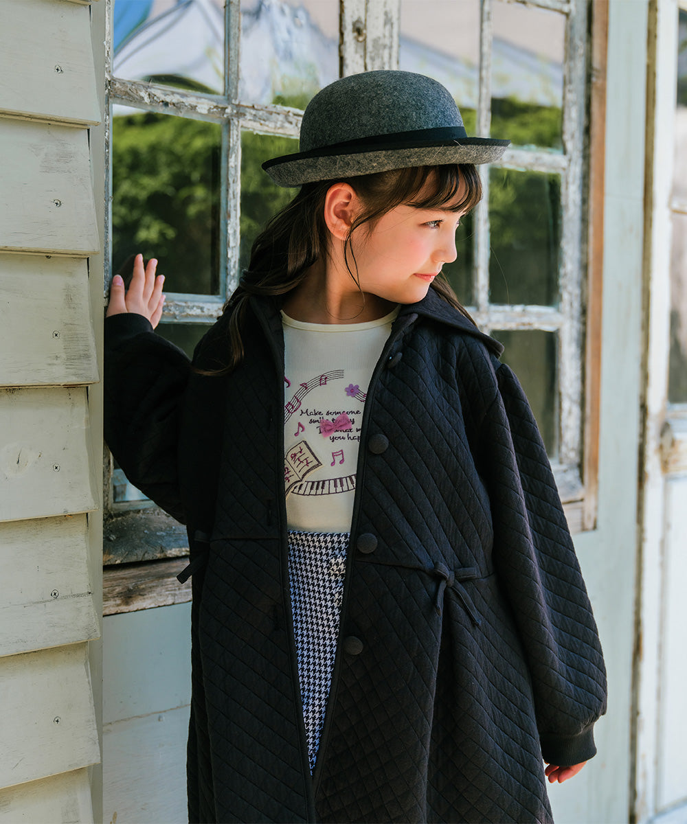 ピアノ 音符 刺繍 リボンつきTシャツ