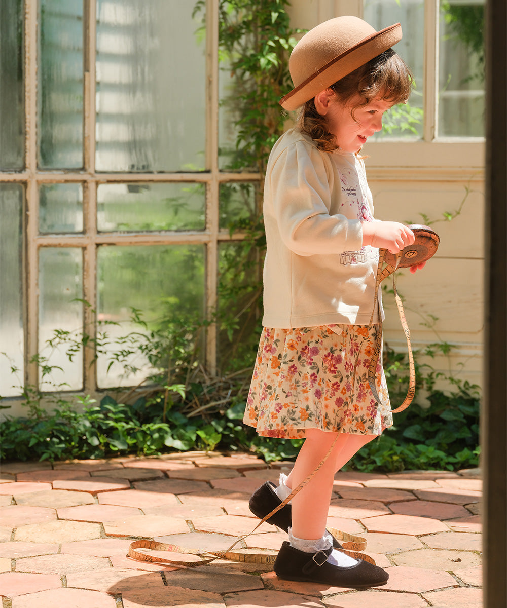 馬車 お城 ロゴ お花 刺繍 リボン付き 裏毛トレーナー
