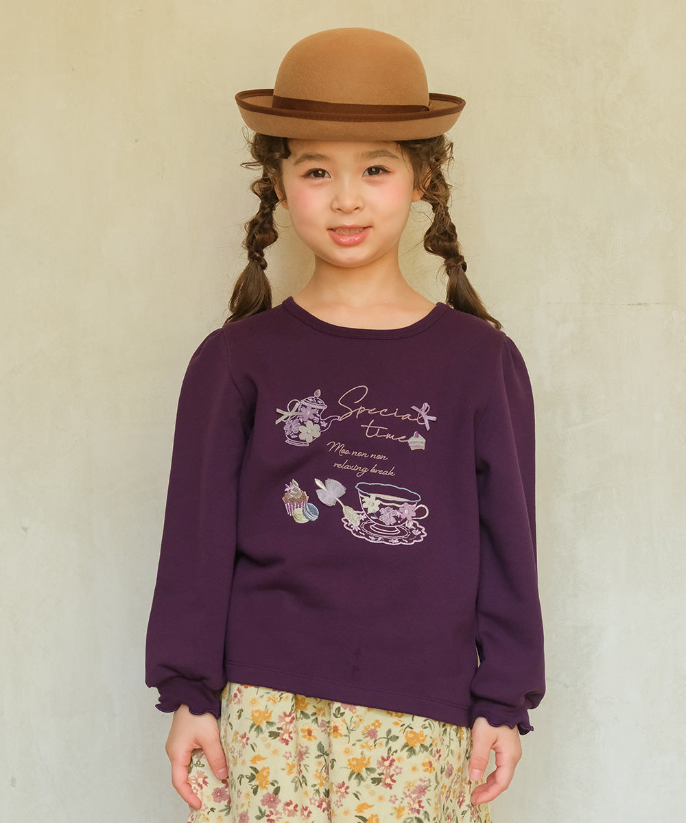 ティーカップ ロゴ刺繍 裏毛トレーナー