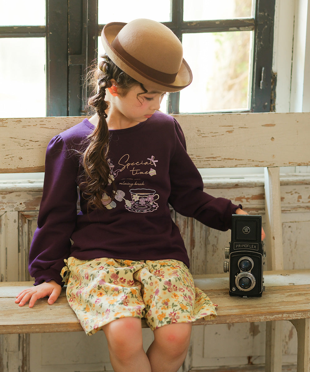 ティーカップ ロゴ刺繍 裏毛トレーナー