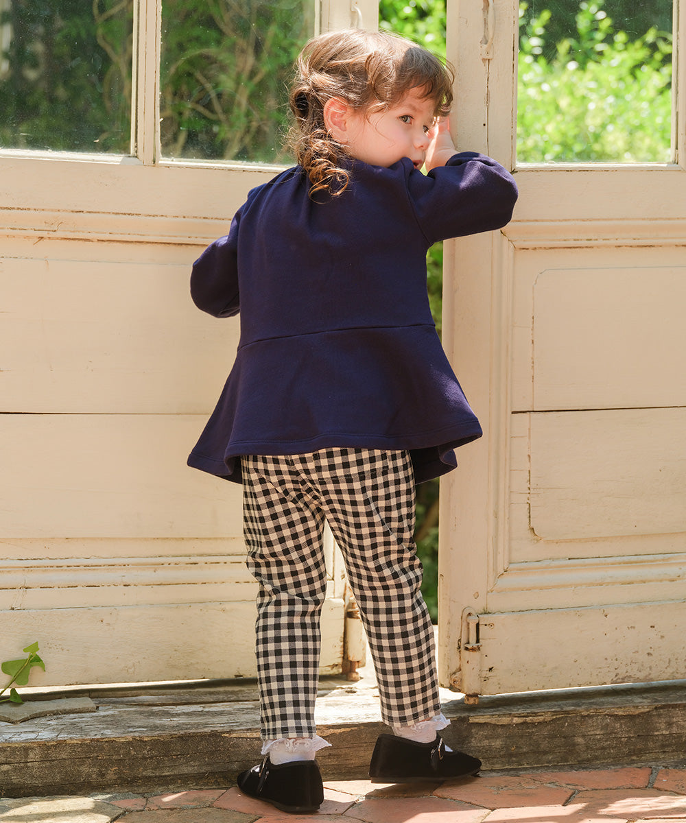 お花モチーフ付き Aライン 裏毛トレーナー