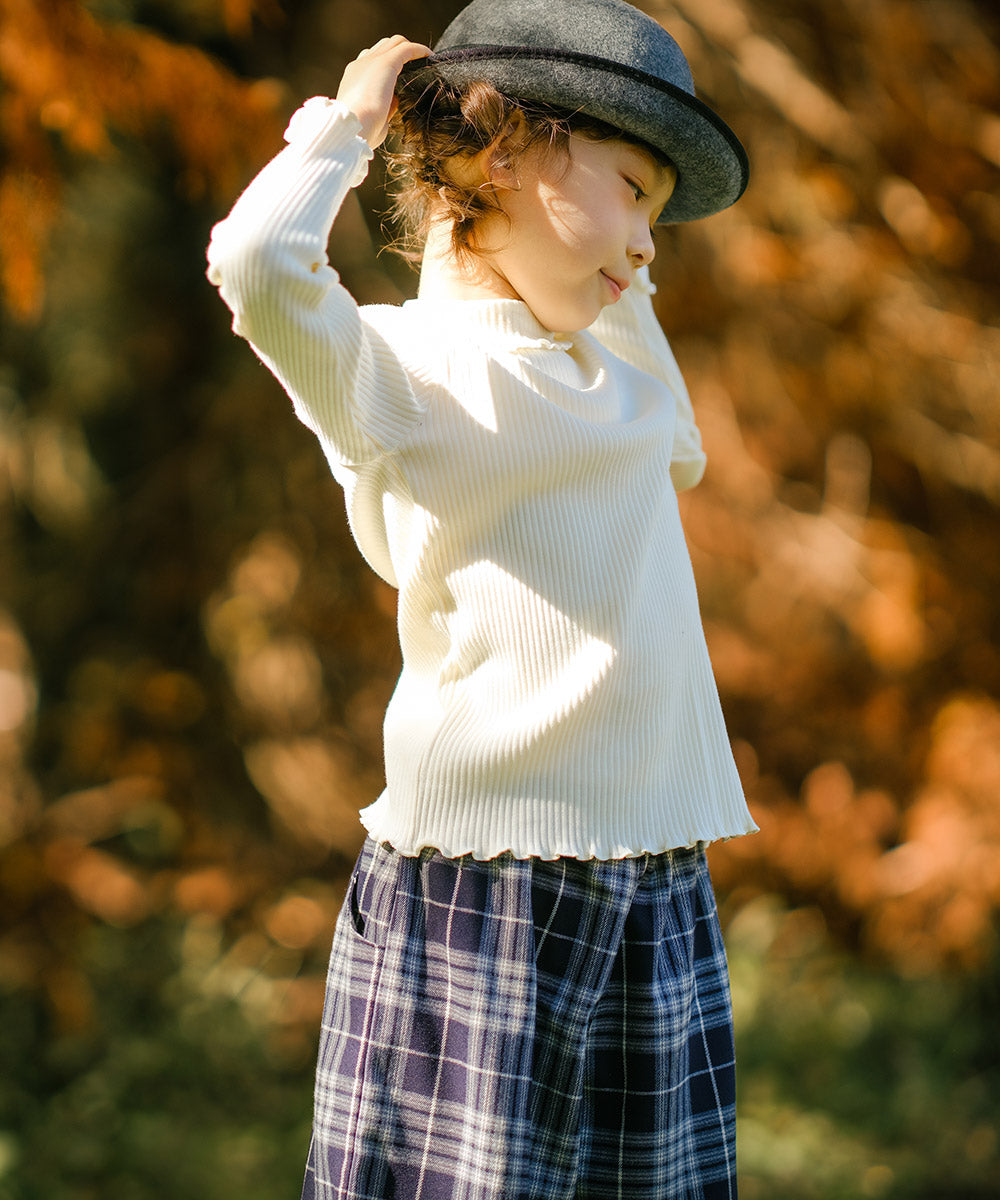日本製綿100％リブ編みタートルネックTシャツ