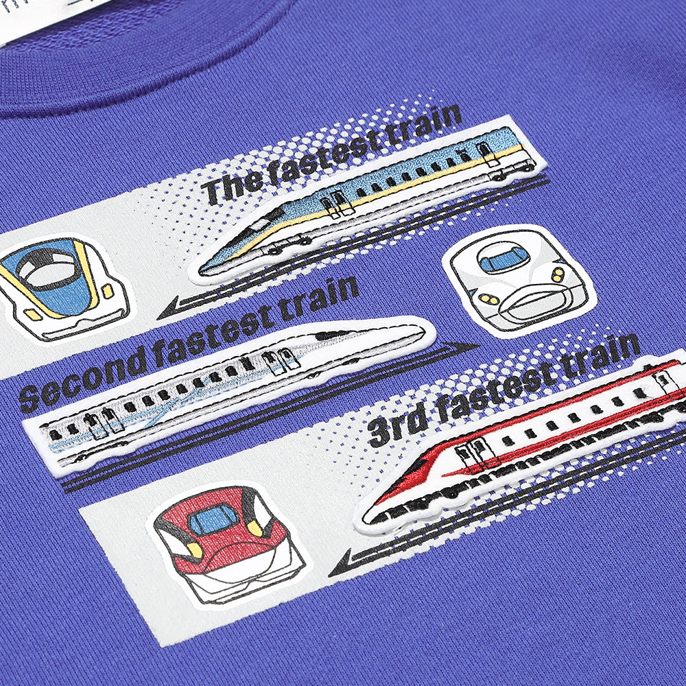 電車ワッペン＆プリント 乗り物シリーズ裏毛トレーナー