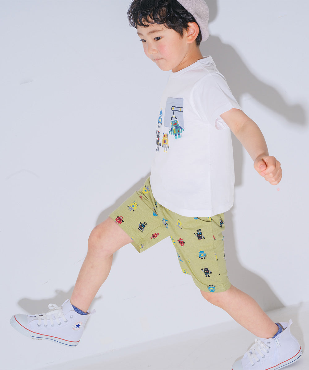 綿100％ ロボット 刺繍 半袖 Tシャツ