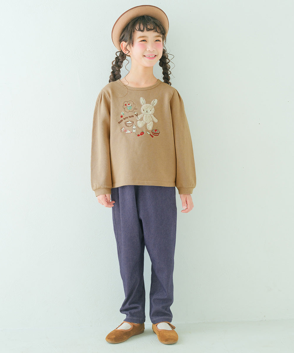 男女兼用 デニムツイルニット マチつきテーパードパンツ