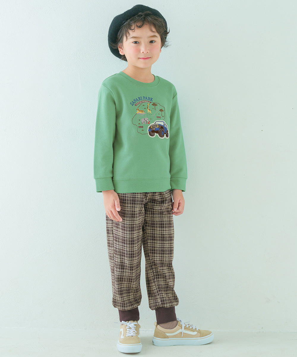 ジャガードニット チェック柄 ストレッチ ジョガーパンツ