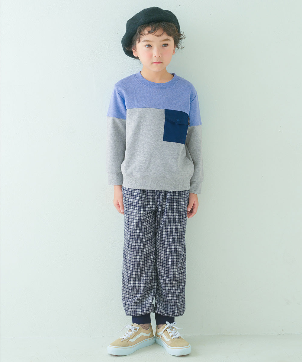 ジャガードニット チェック柄 ストレッチ ジョガーパンツ