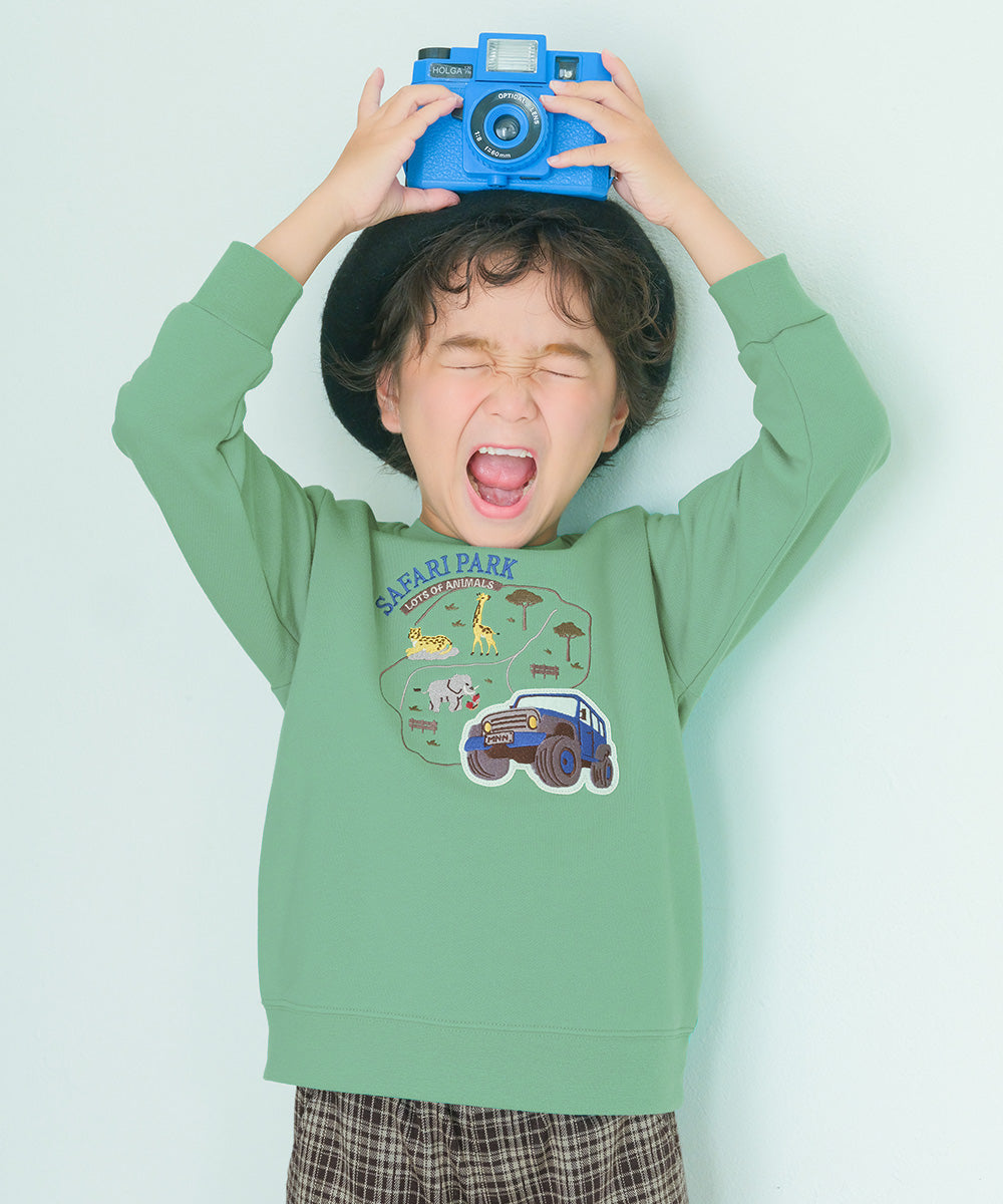 サファリパーク刺繍 裏毛トレーナー