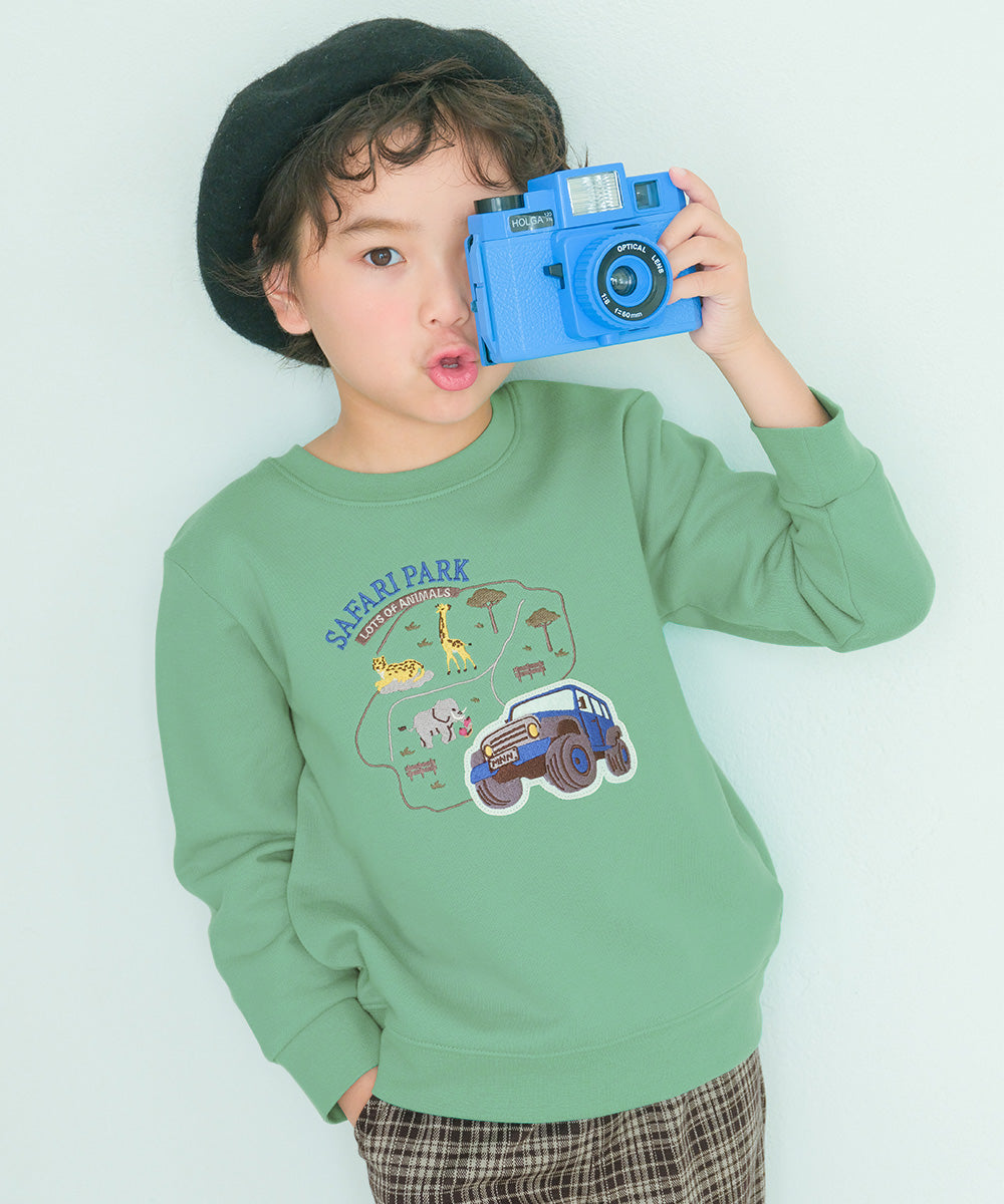 サファリパーク刺繍 裏毛トレーナー