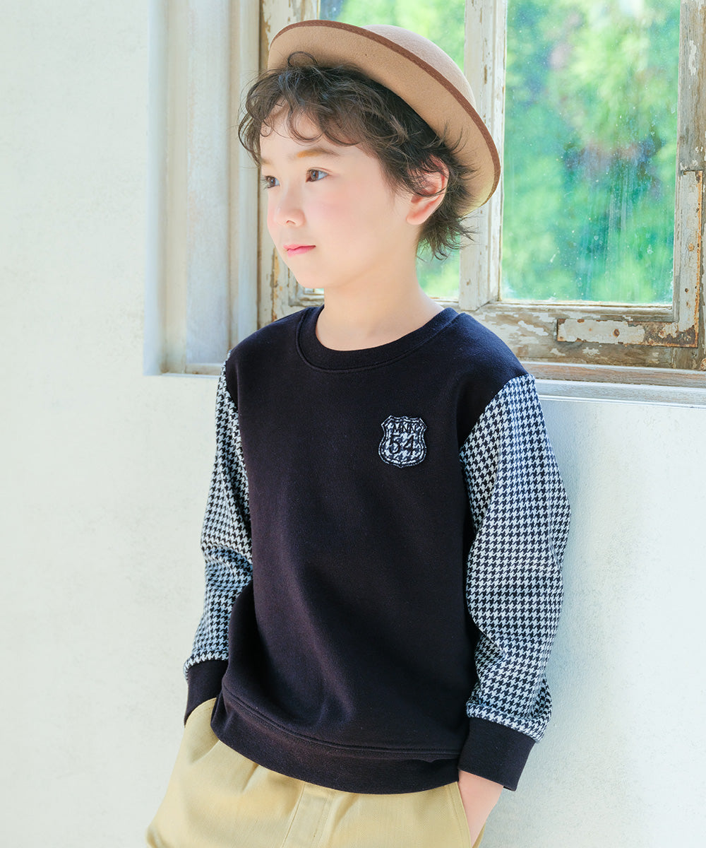 千鳥柄 ロゴワッペン 裏毛トレーナー