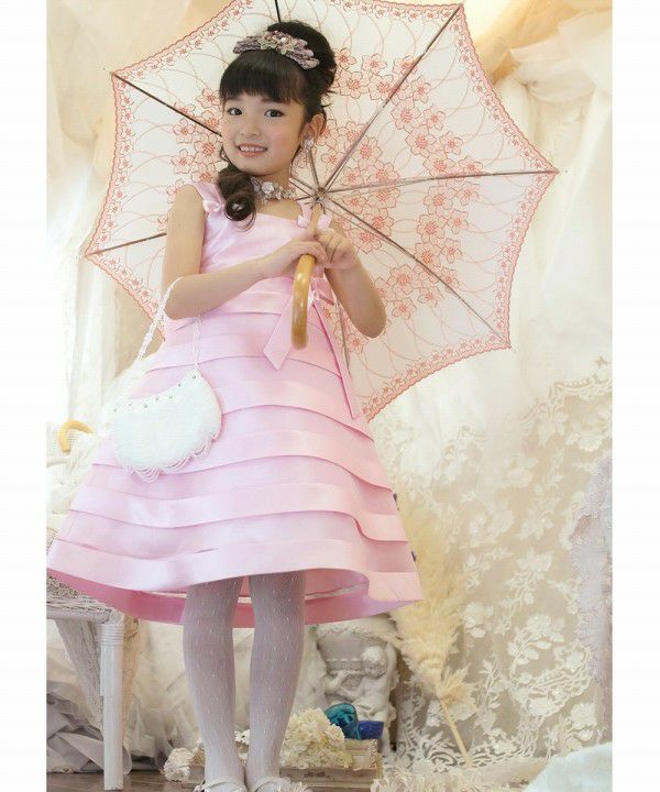 Tulle tucked dress Pink model image whole body