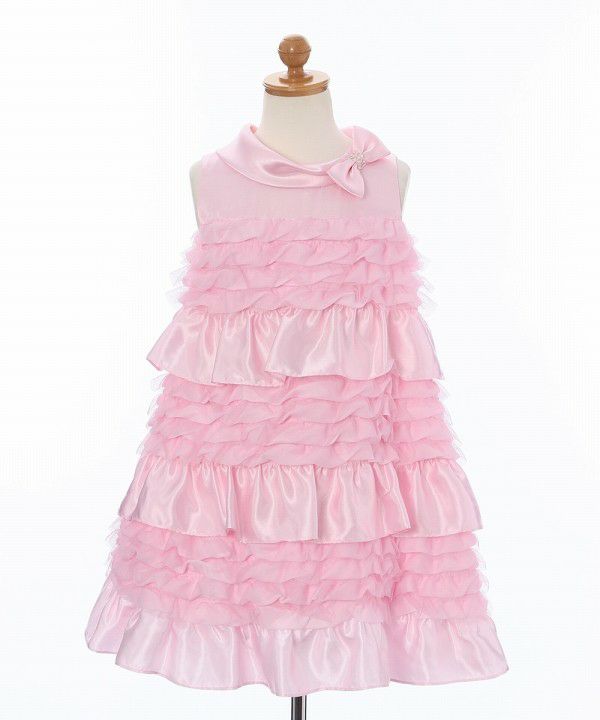 Baby Clothing Girl Ribbon Tulle Frill A Lind Dress Pink (02) Torso