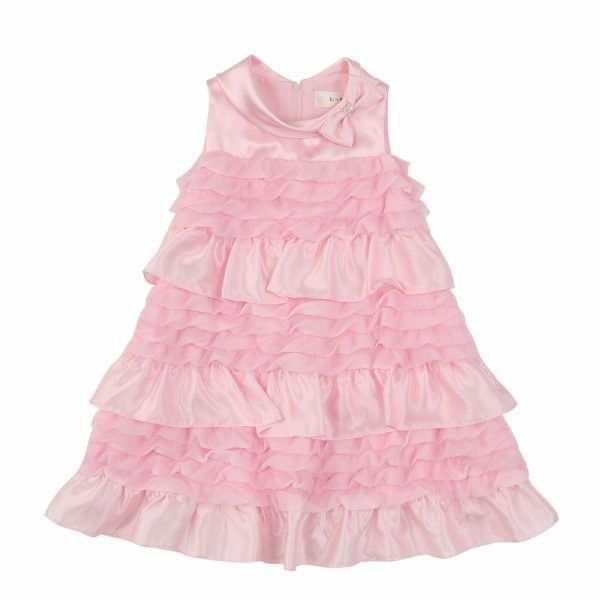 Baby Clothing Girl Ribbon Tulle Frill A Lind Dress Pink (02) Front