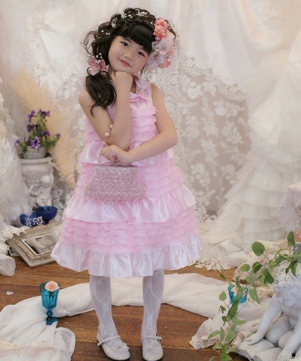 Baby Clothing Girl Ribbon Tulle Frill A Lind Dress Pink (02) Model Image General Body