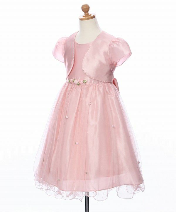 A layered style tulle dress with flowers Pink torso