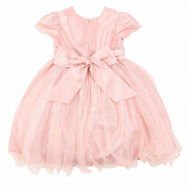 A layered style tulle dress with flowers Pink back