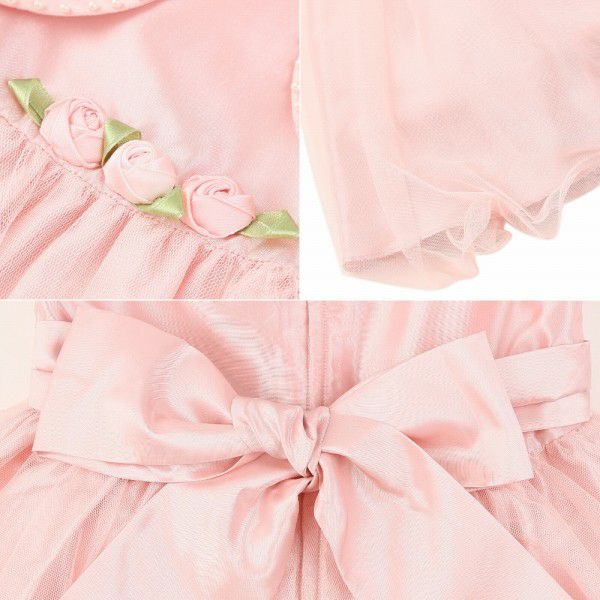 A layered style tulle dress with flowers Pink Design point 1
