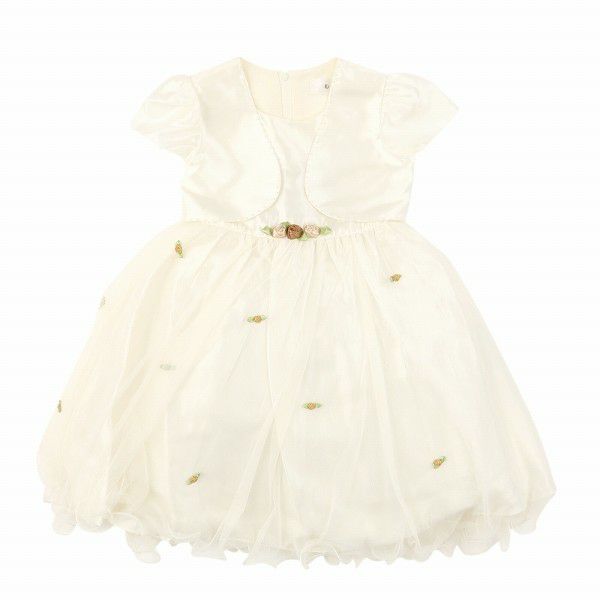 A layered style tulle dress with flowers Off White front
