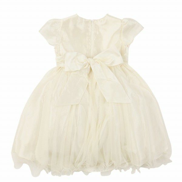 A layered style tulle dress with flowers Off White back