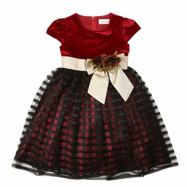 Border pattern tulle & velor switching with vela ribbon Deep Red front