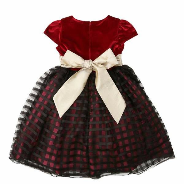 Border pattern tulle & velor switching with vela ribbon Deep Red back
