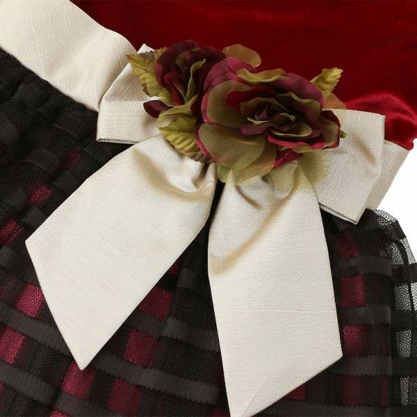 Border pattern tulle & velor switching with vela ribbon Deep Red Design point 1