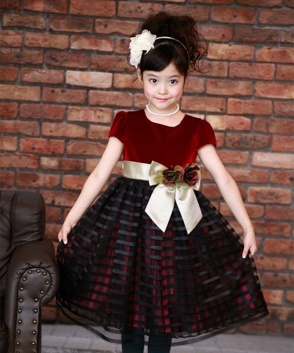 Border pattern tulle & velor switching with vela ribbon Deep Red model image up