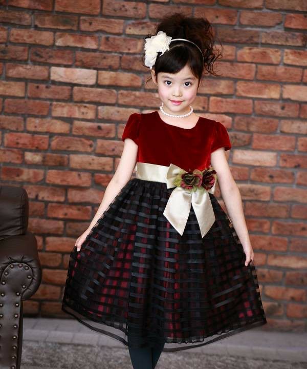 Border pattern tulle & velor switching with vela ribbon Deep Red model image 1