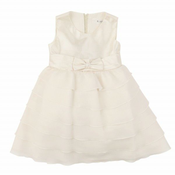 Dress with organic frill ribbon Off White front