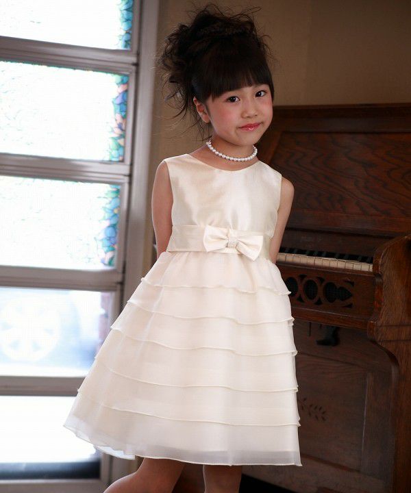 Dress with organic frill ribbon Off White model image 1