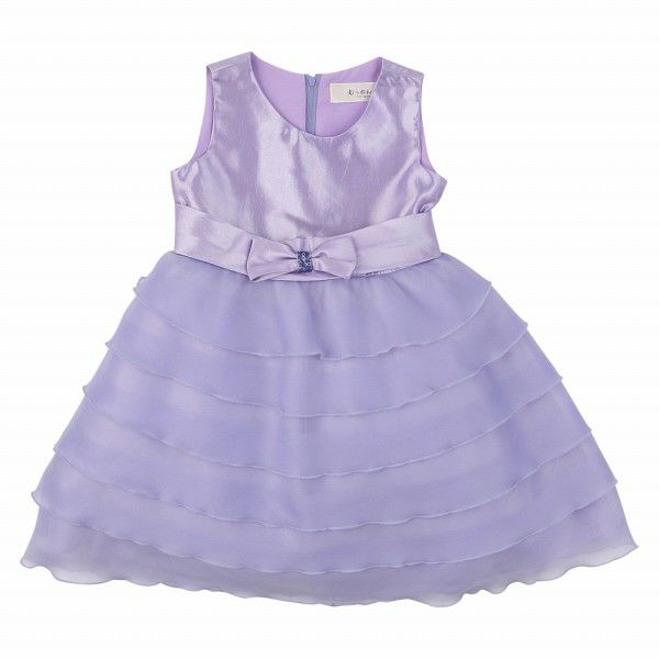 Dress with organic frill ribbon Purple front