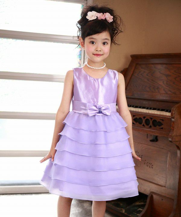 Dress with organic frill ribbon Purple model image 2