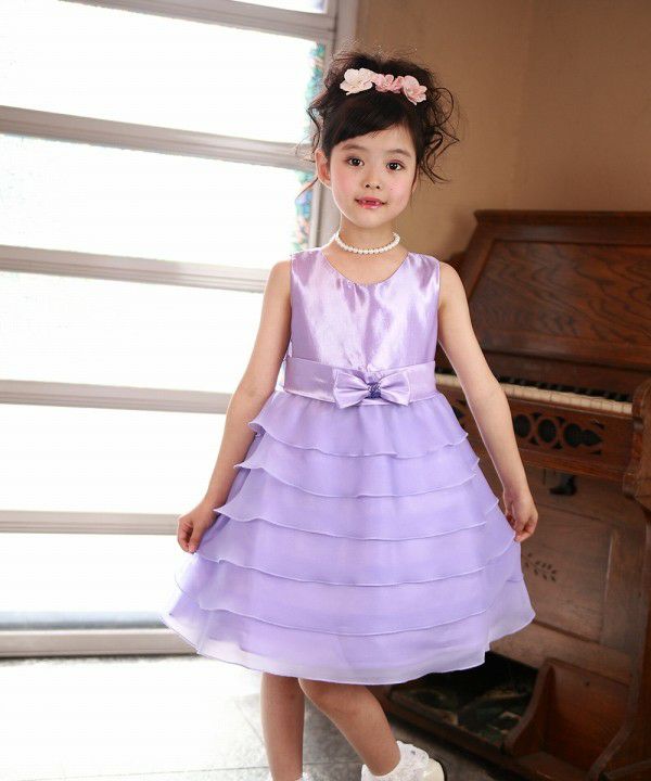 Dress with organic frill ribbon Purple model image 3