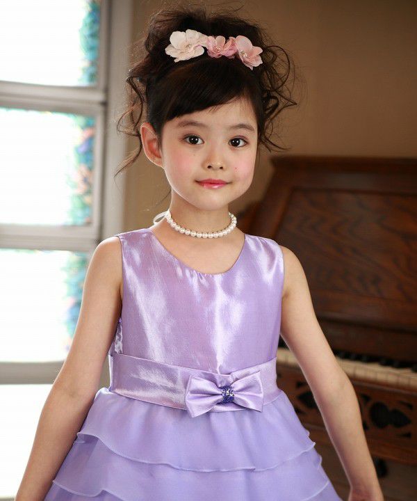 Dress with organic frill ribbon Purple model image 4