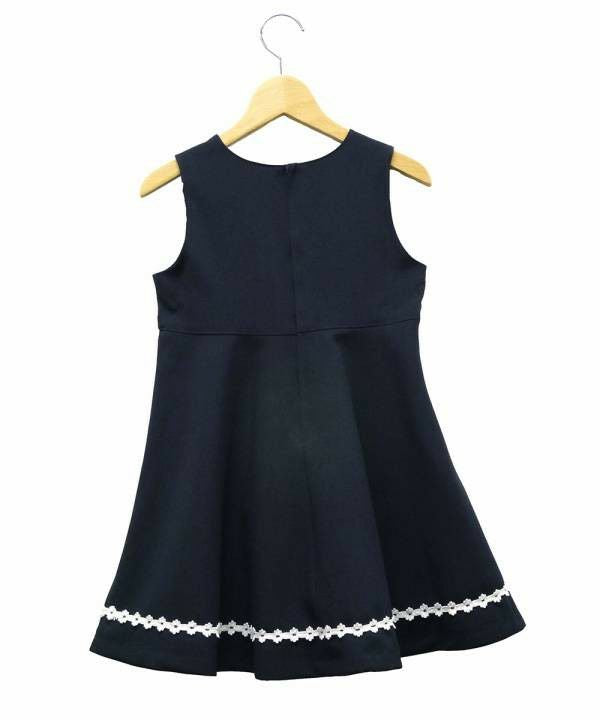 Children's clothing Girls Casual Casual Classification School Clearing Hem Flower Lace Flare Done Navy (06)