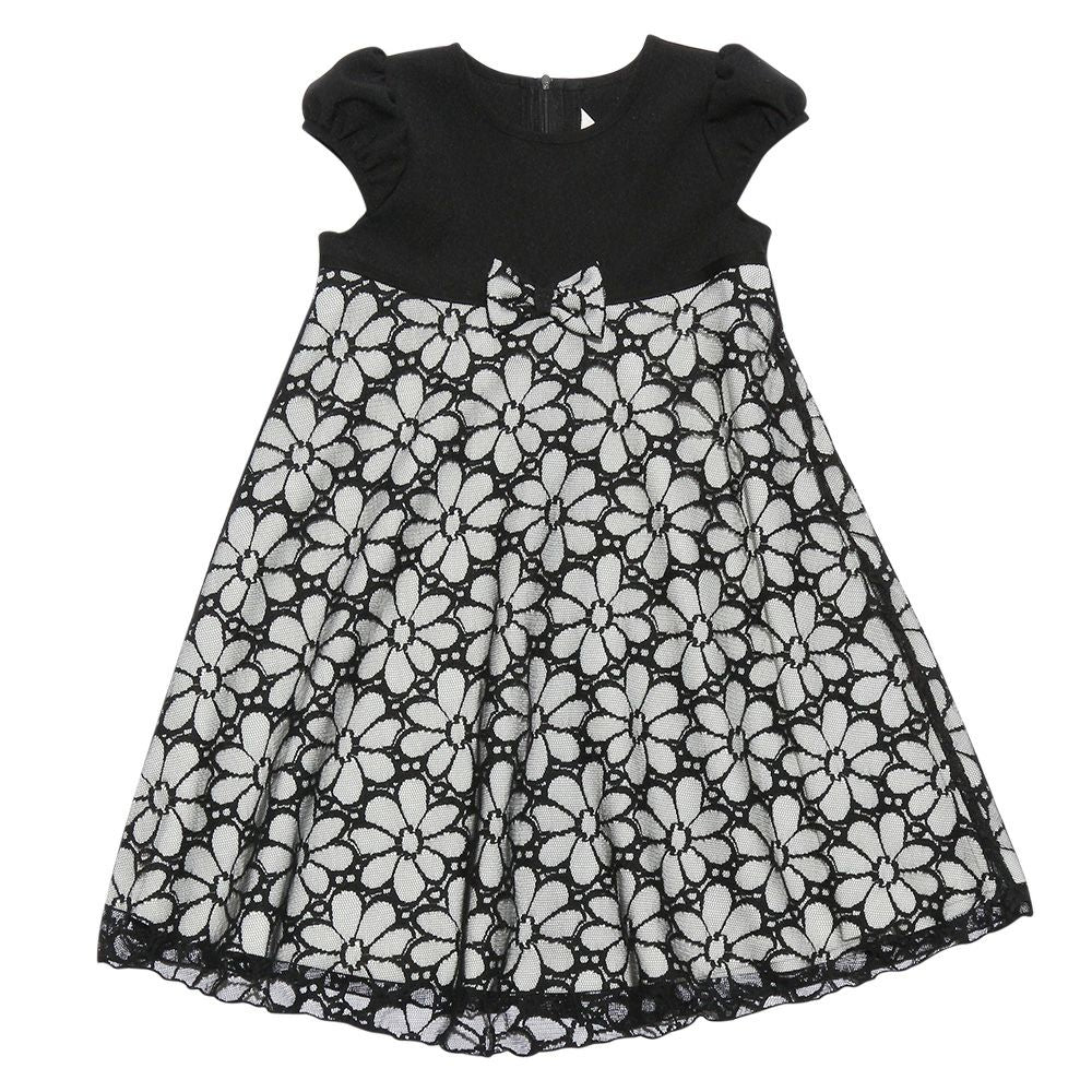 Children's clothing girls Made in Japan Flower Race Switch One Piece Black (00) front