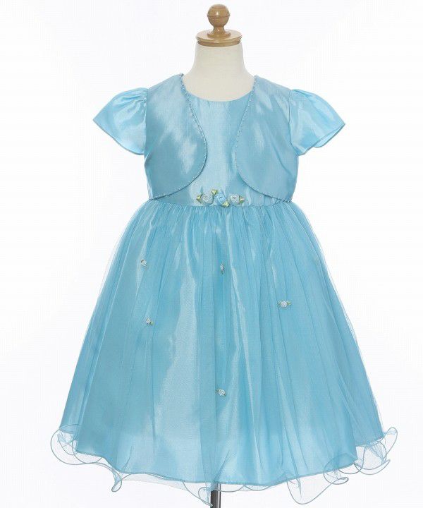 A layered style tulle switching dress with flowers Blue torso