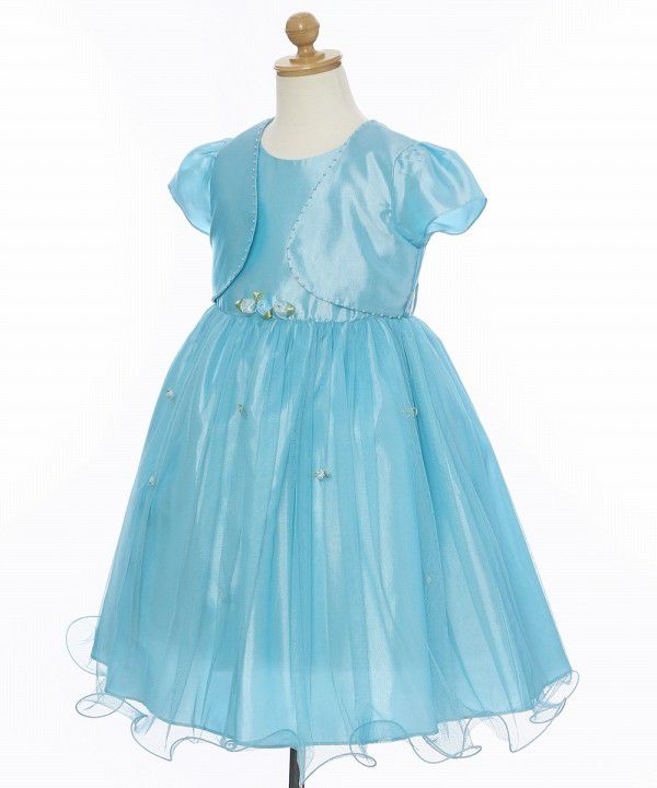 A layered style tulle switching dress with flowers Blue torso