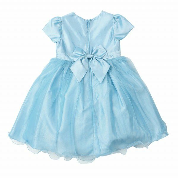 A layered style tulle switching dress with flowers Blue back