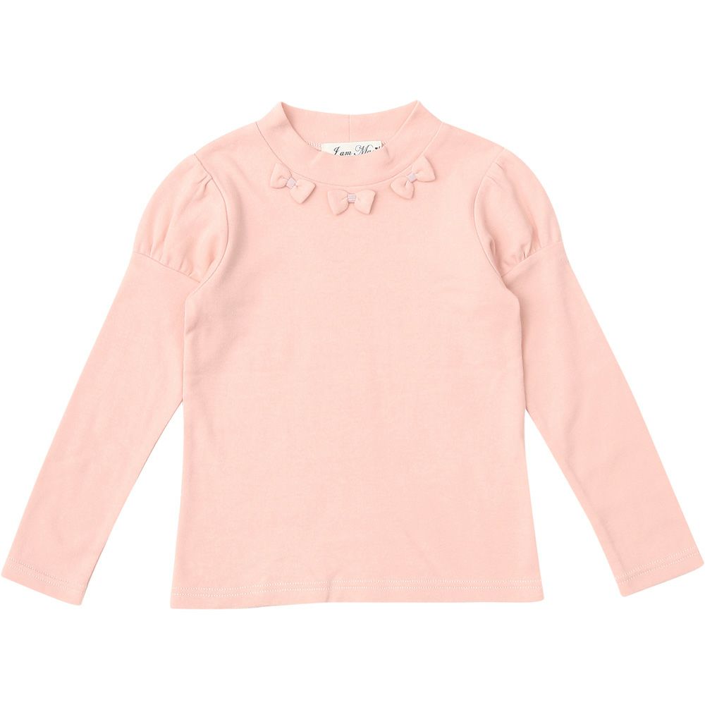 Children's clothing Girls High Neck T -shirt Long -sleeved Switch Puff Sleeve Pink (02) front