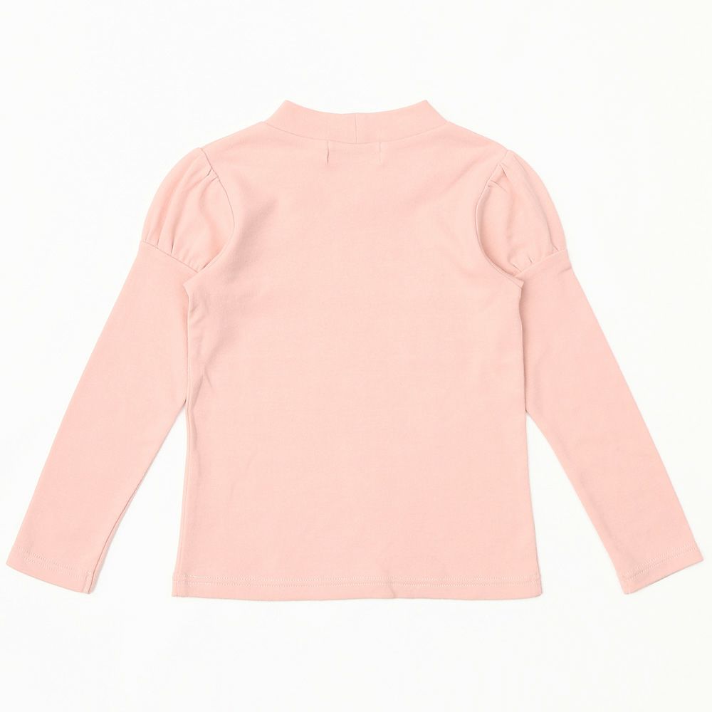 Children's clothing girl high -neck T -shirt Long -sleeved Switch Puff Sleeve Pink (02) back